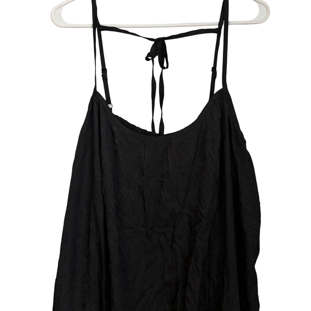 Terra Sky Crinkle Textured Dress Womens 2X Black Tie Back Boho Chic Lagenlook - Picture 4 of 11